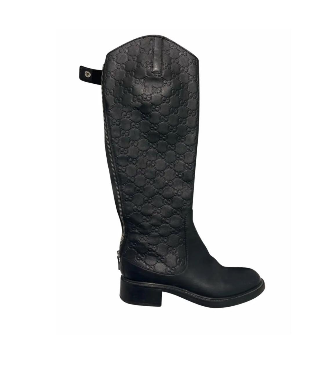 GUCCI Черные кожаные сапоги, фото 7