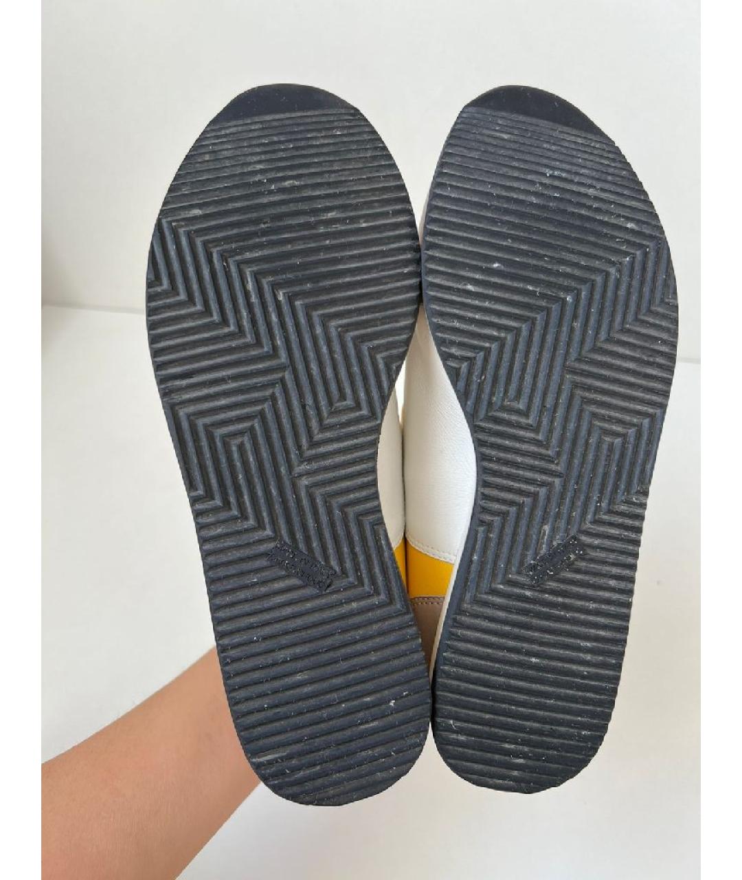 HERMES Бежевые кожаные кроссовки, фото 4