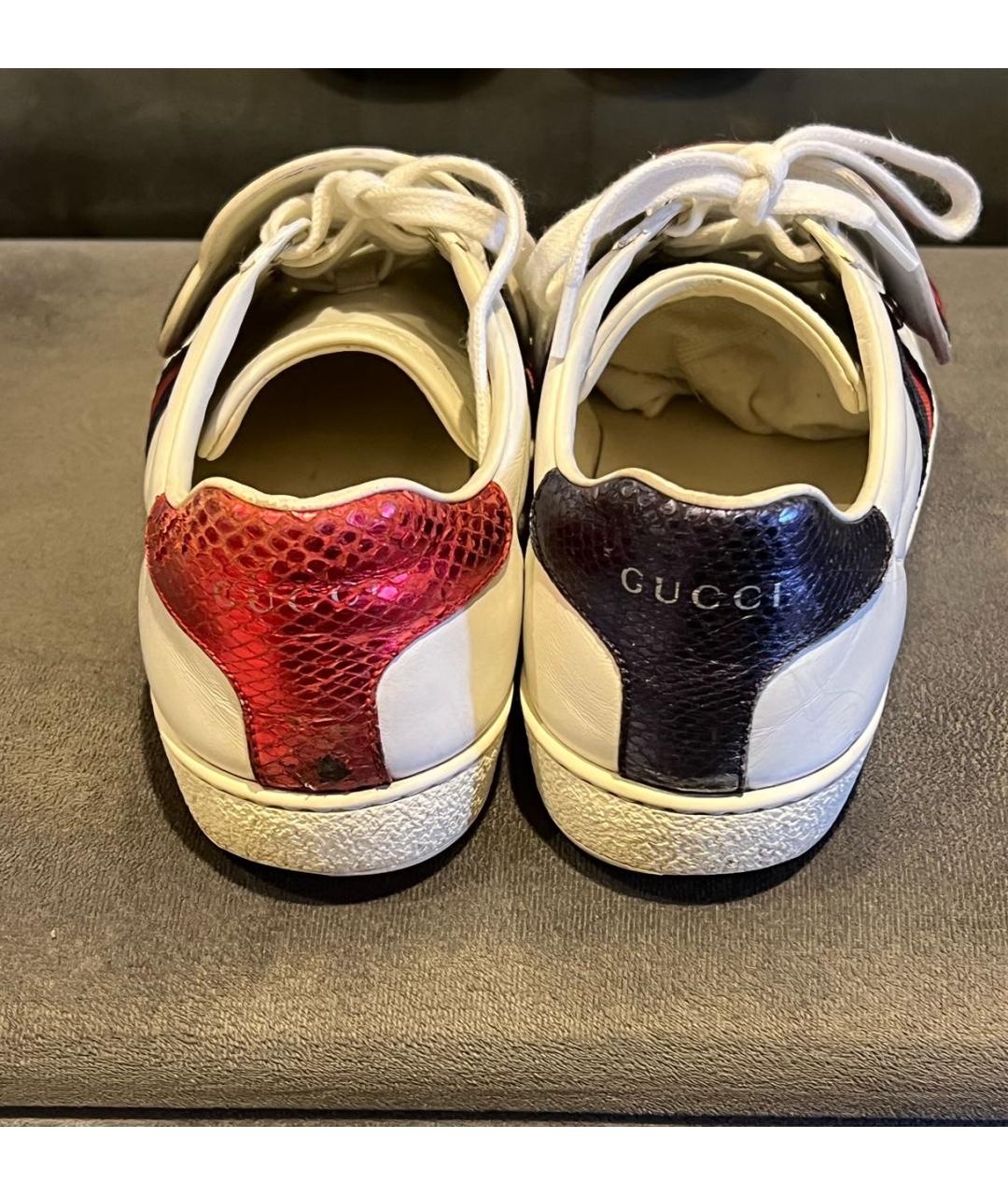 GUCCI Белые кожаные кеды, фото 4