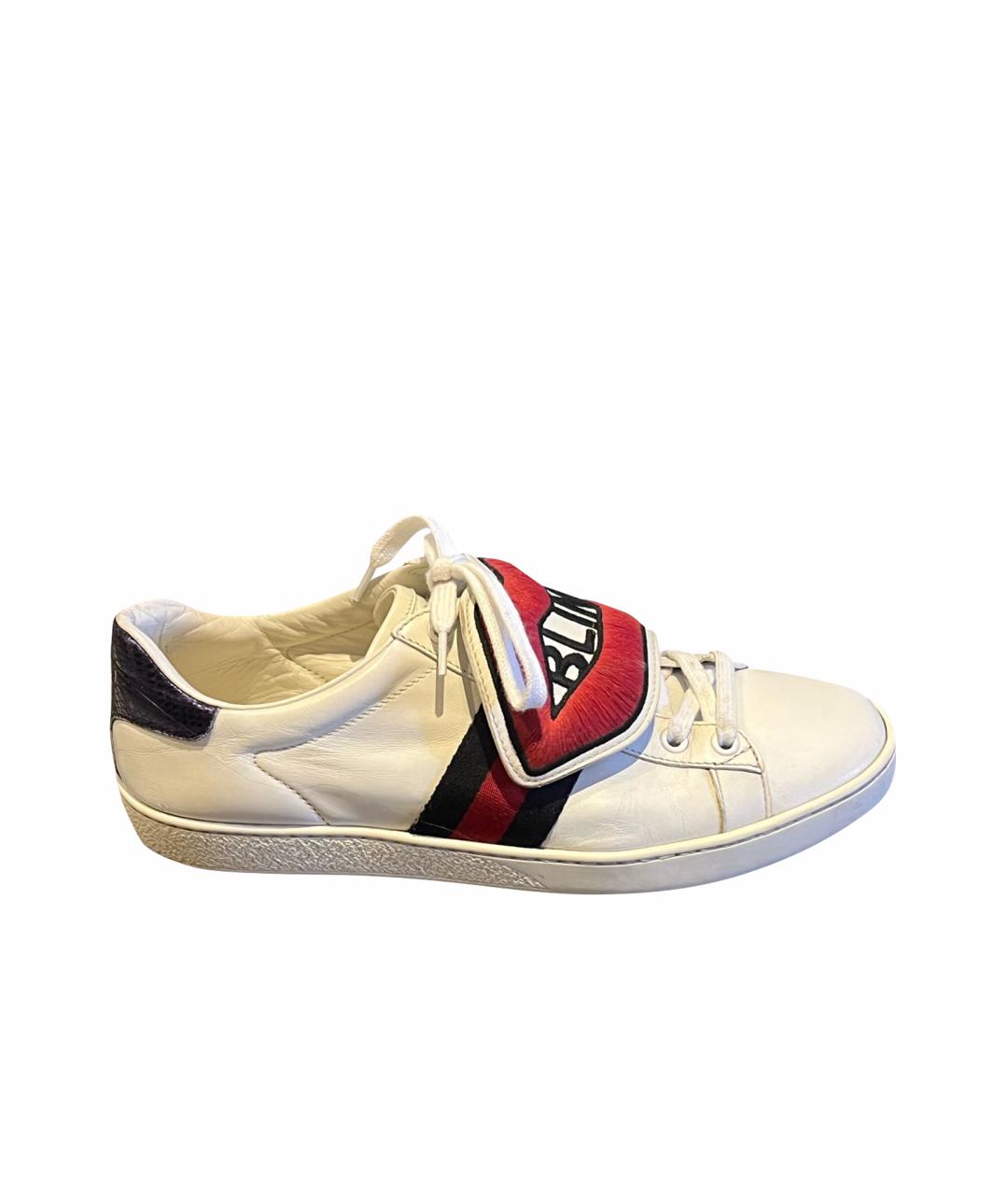 GUCCI Белые кожаные кеды, фото 1