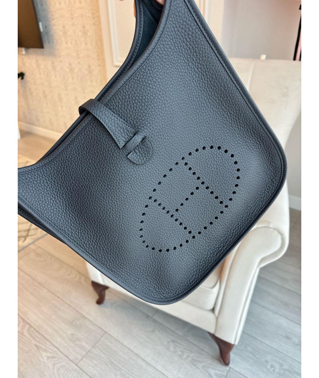 HERMES Черная кожаная сумка через плечо, фото 4