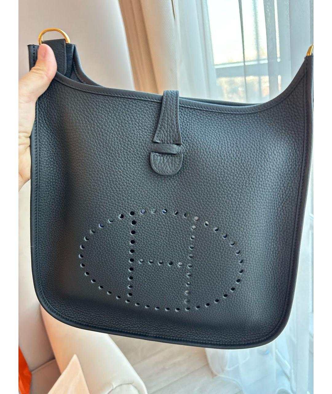 HERMES Черная кожаная сумка через плечо, фото 3