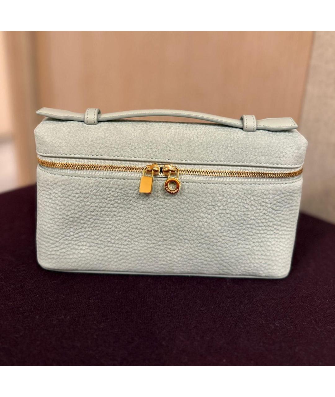 LORO PIANA Голубая кожаная сумка с короткими ручками, фото 5