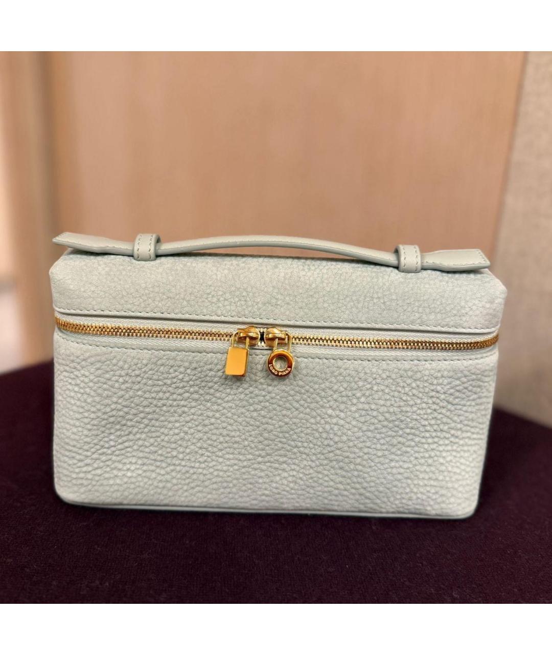 LORO PIANA Голубая кожаная сумка с короткими ручками, фото 2