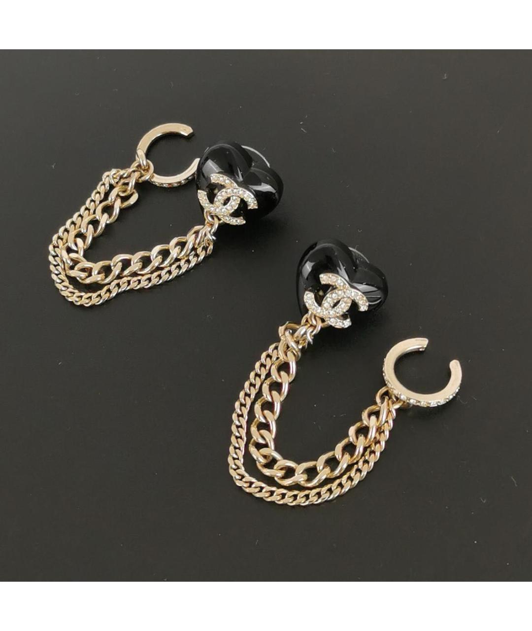 CHANEL Черные металлические серьги, фото 5