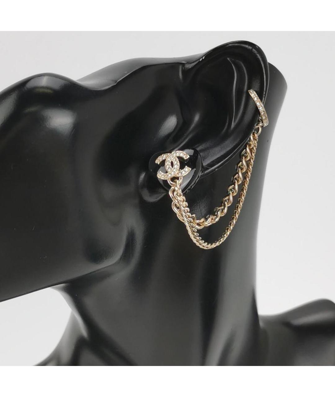 CHANEL Черные металлические серьги, фото 2