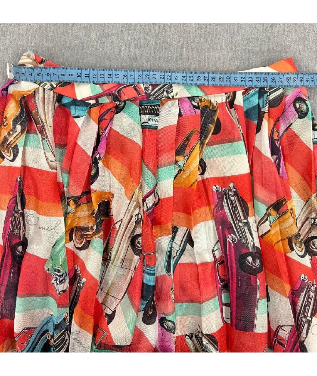 CHANEL Красная вискозная юбка миди, фото 4