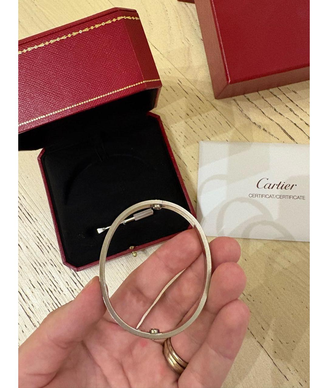 CARTIER Серебрянный платиновый браслет, фото 2