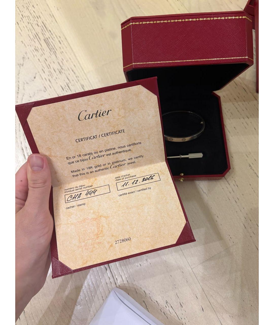 CARTIER Серебрянный платиновый браслет, фото 6