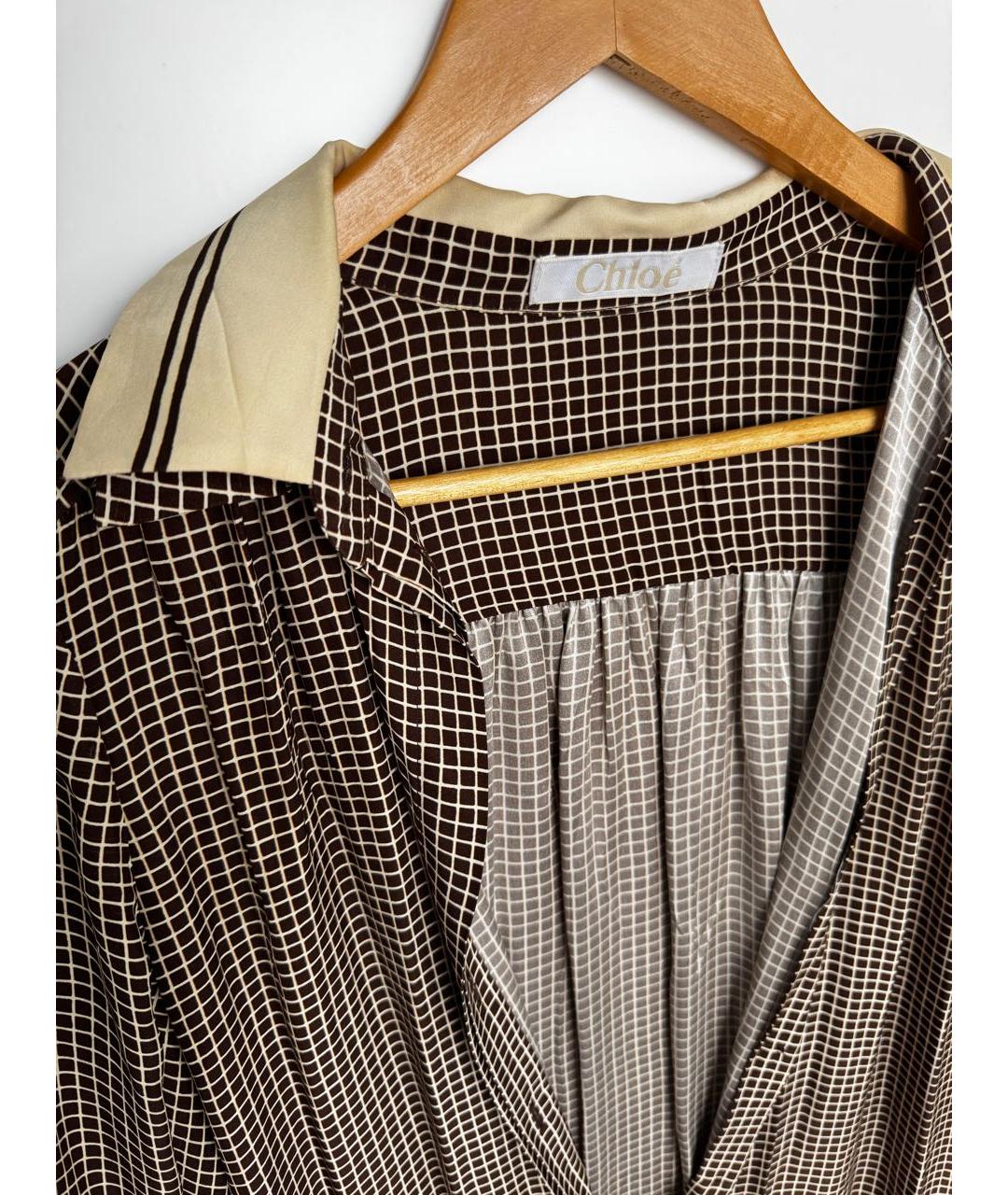 CHLOE Коричневый шелковый комбинезон, фото 3