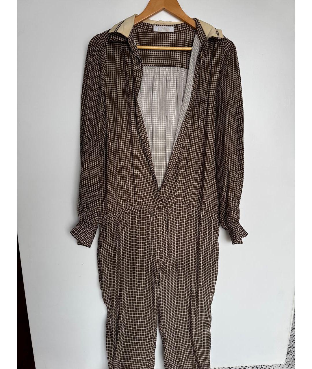 CHLOE Коричневый шелковый комбинезон, фото 7