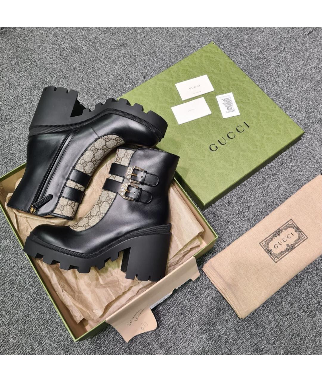 GUCCI Черные кожаные ботильоны, фото 6