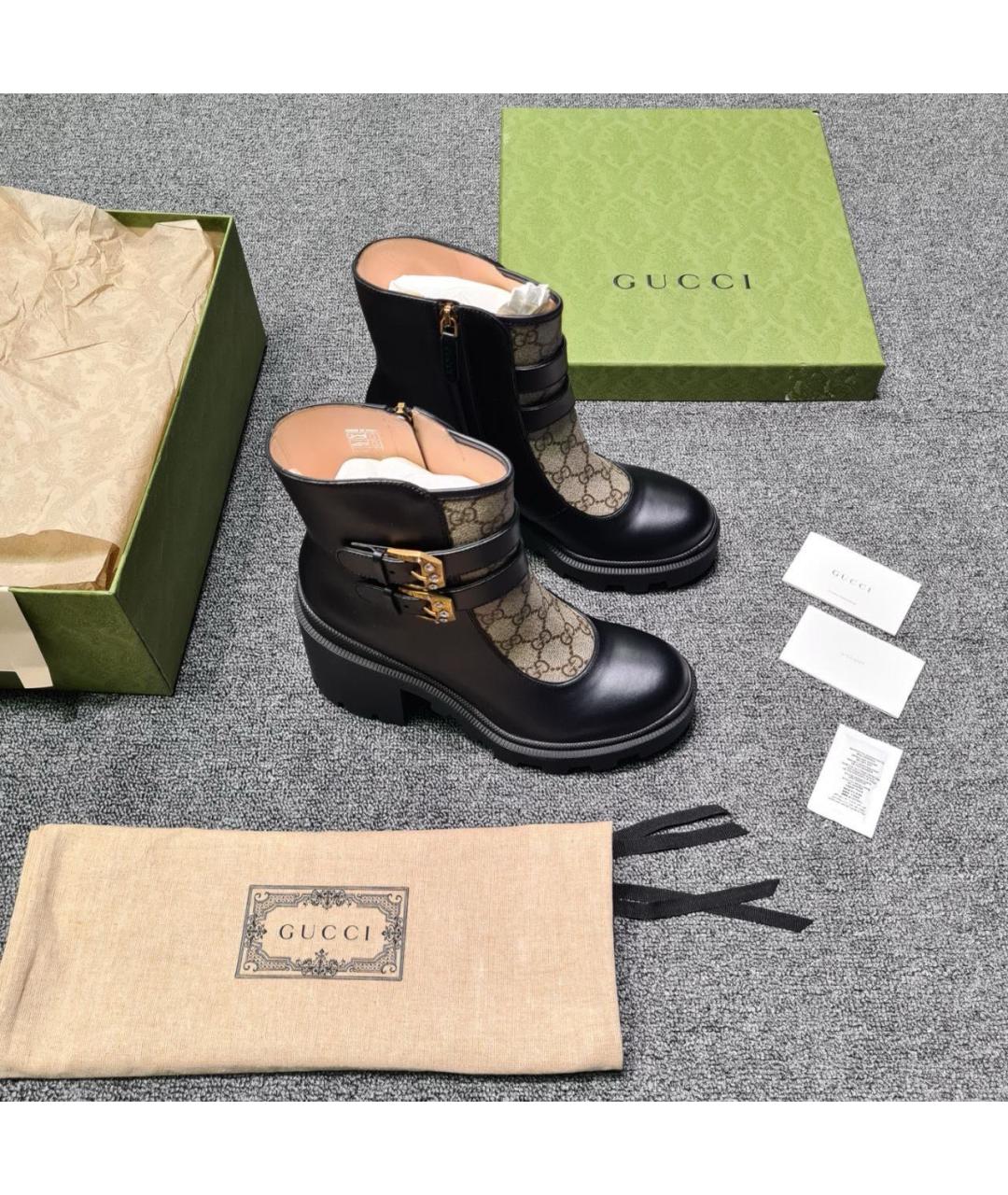 GUCCI Черные кожаные ботильоны, фото 3