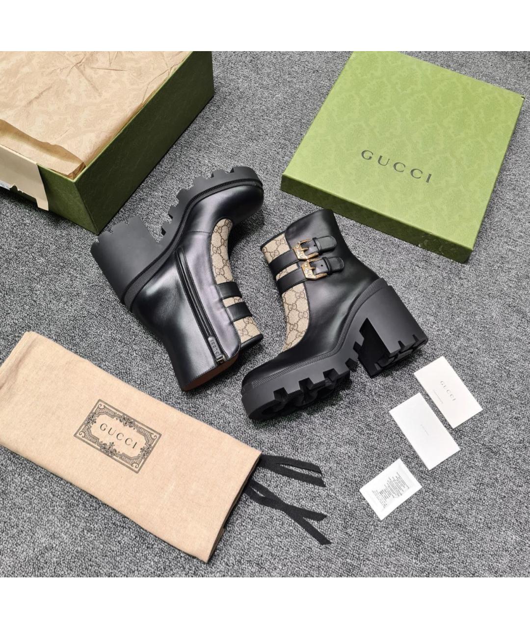 GUCCI Черные кожаные ботильоны, фото 2