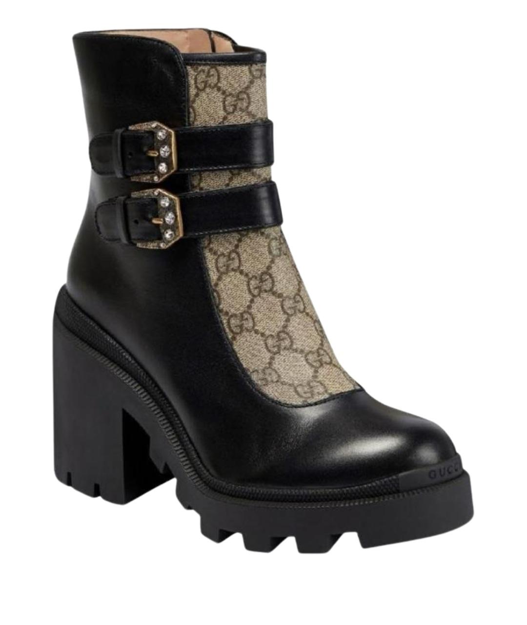 GUCCI Черные кожаные ботильоны, фото 1