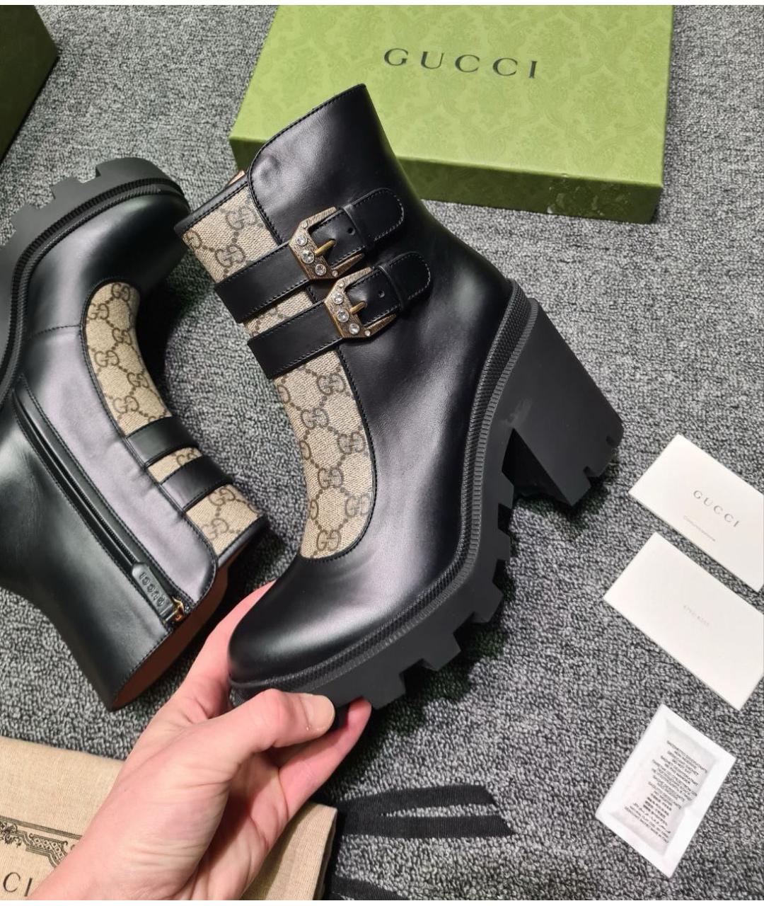 GUCCI Черные кожаные ботильоны, фото 5