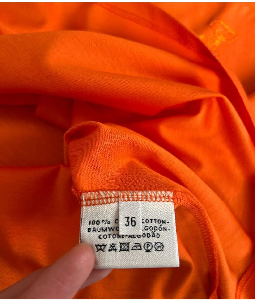 HERMES Оранжевая хлопковая футболка, фото 3