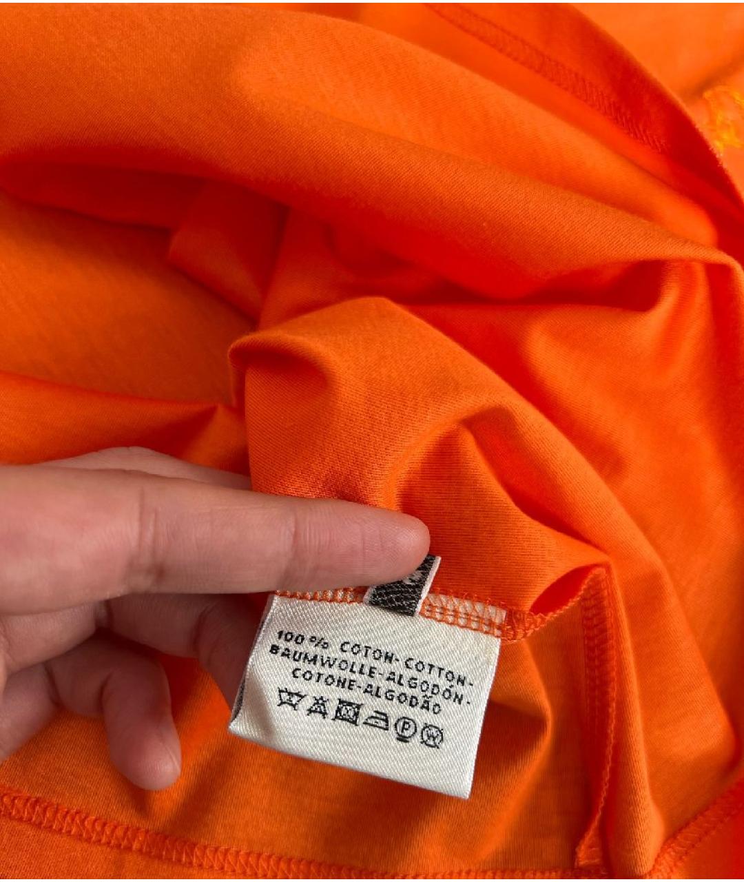 HERMES Оранжевая хлопковая футболка, фото 6