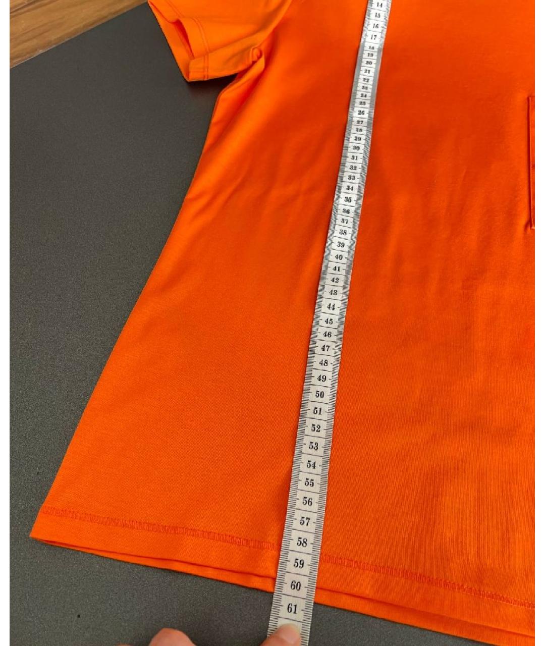 HERMES Оранжевая хлопковая футболка, фото 8