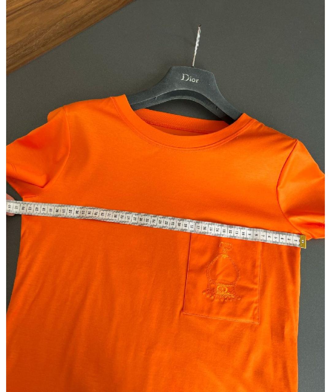 HERMES Оранжевая хлопковая футболка, фото 7