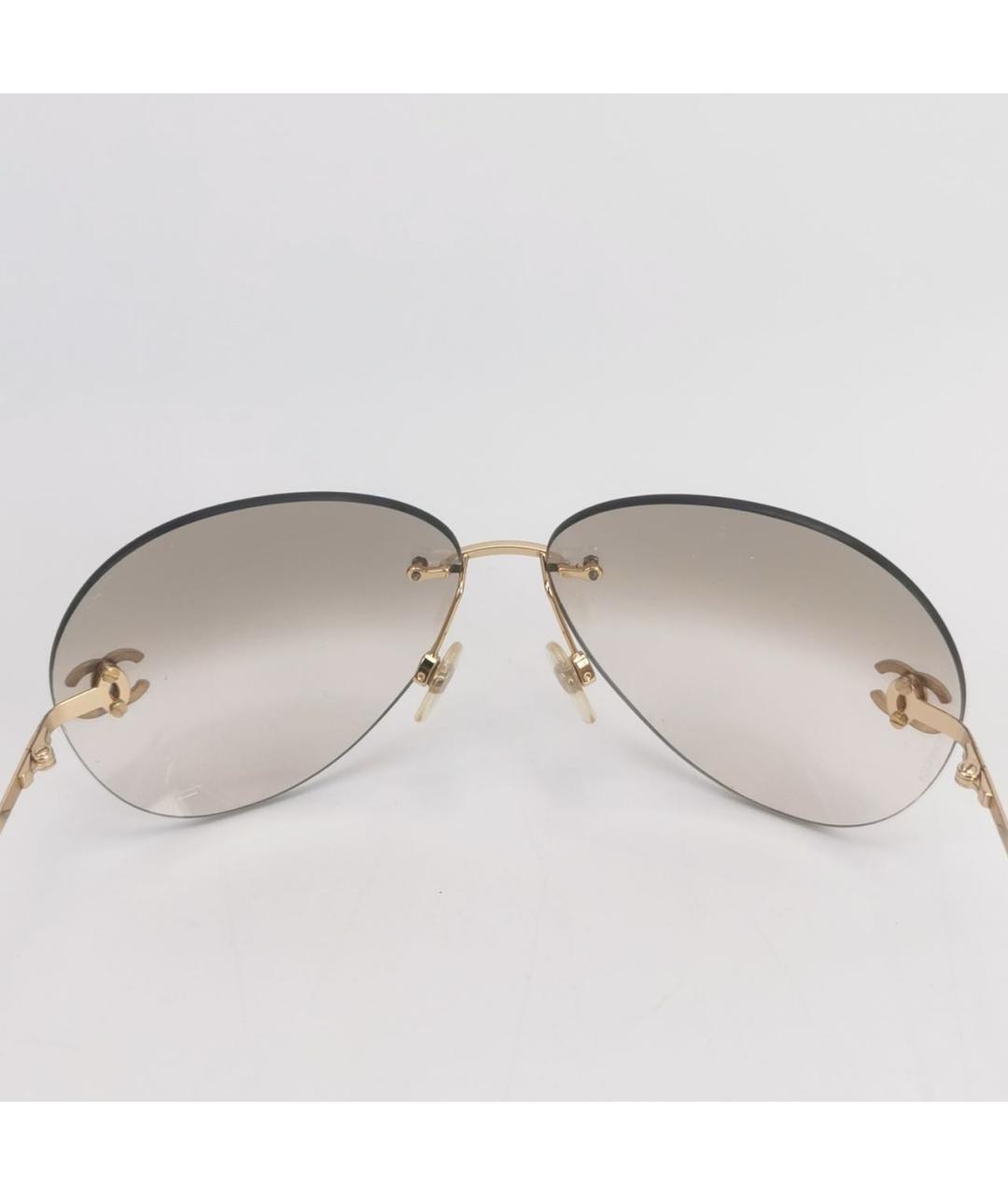 CHANEL Золотые металлические солнцезащитные очки, фото 7