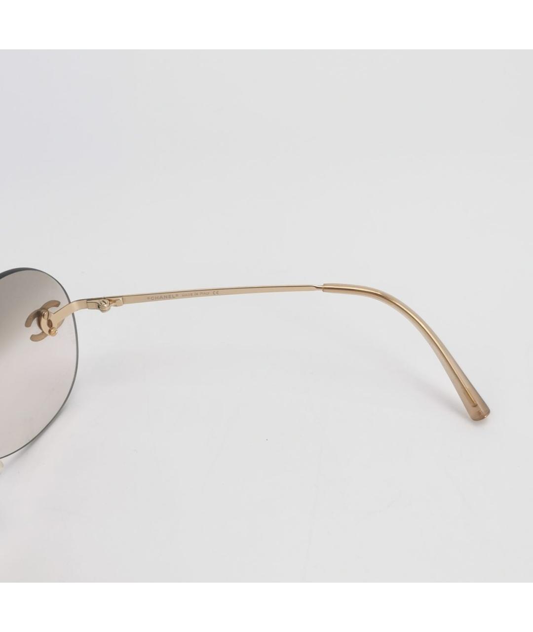 CHANEL Золотые металлические солнцезащитные очки, фото 5