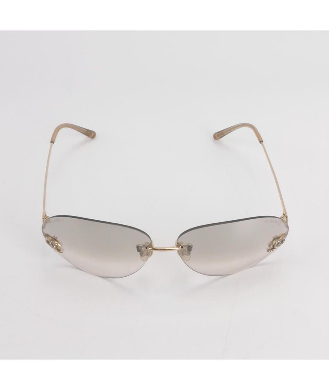 CHANEL Золотые металлические солнцезащитные очки, фото 2