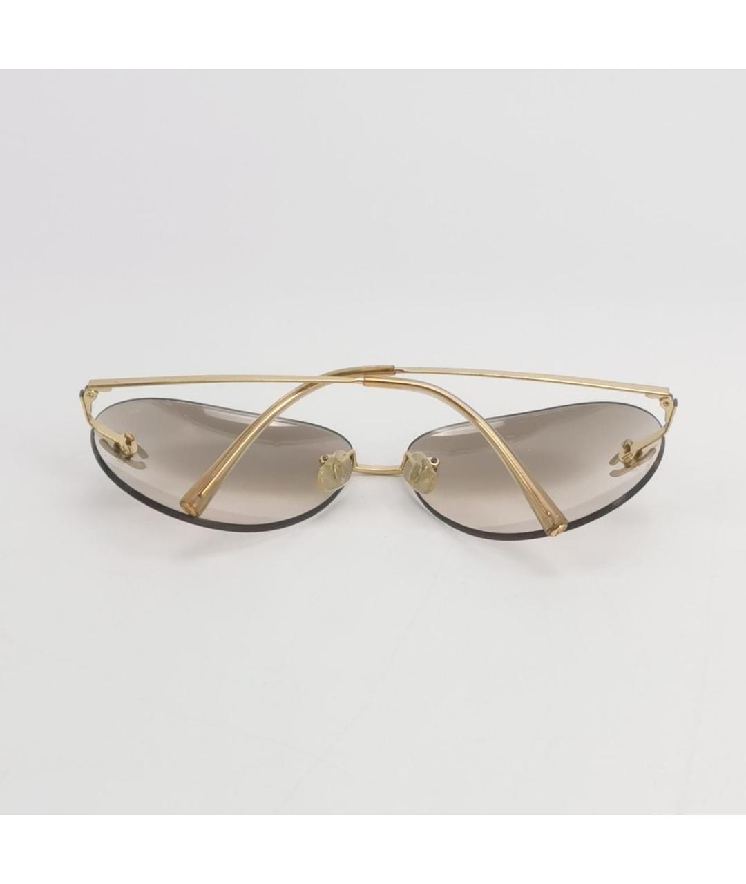 CHANEL Золотые металлические солнцезащитные очки, фото 4