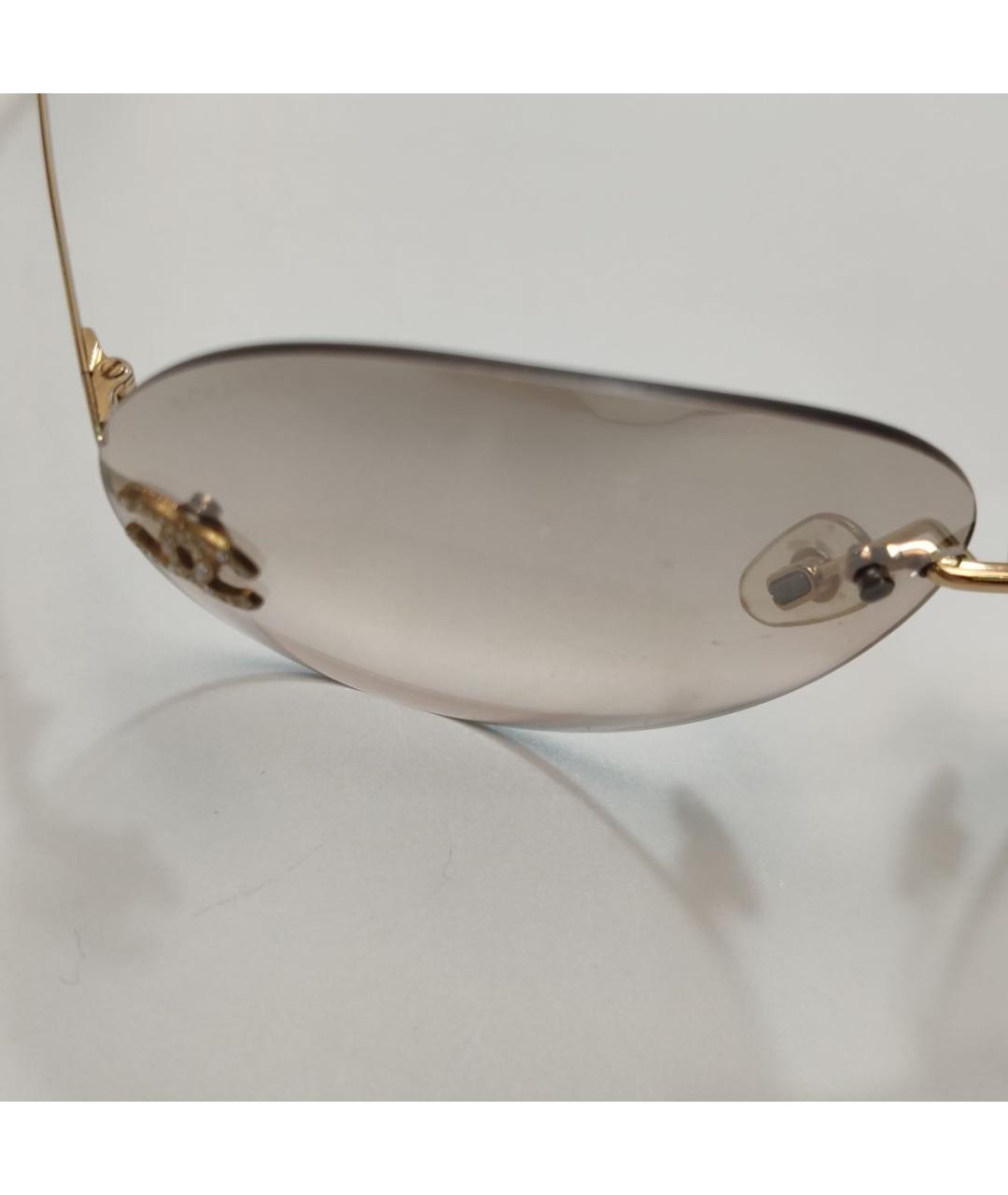 CHANEL Золотые металлические солнцезащитные очки, фото 8