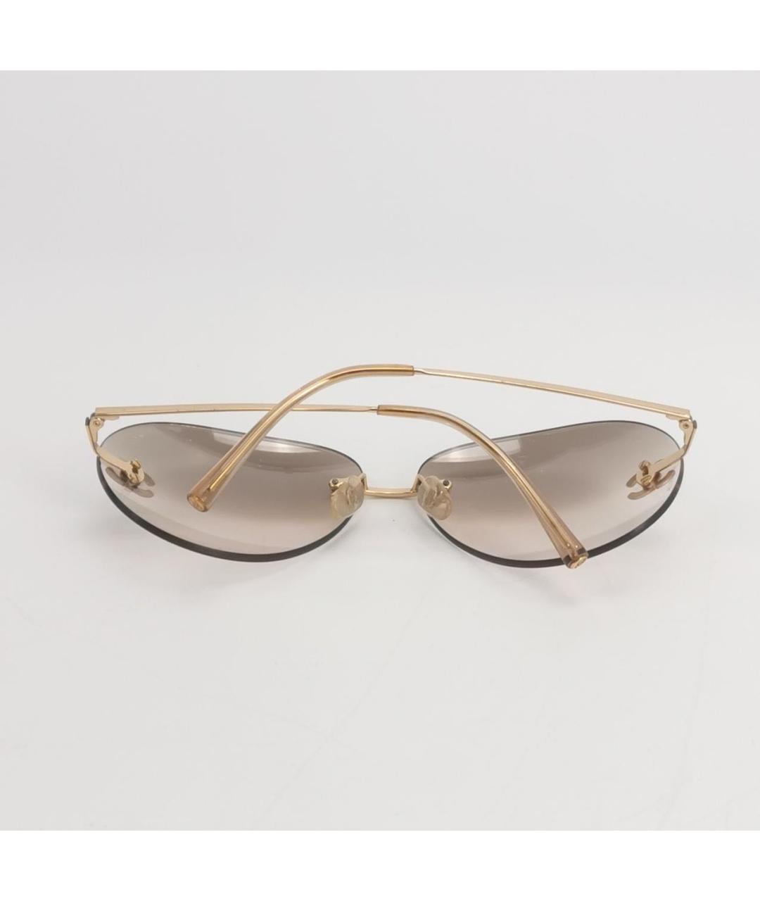 CHANEL Золотые металлические солнцезащитные очки, фото 3