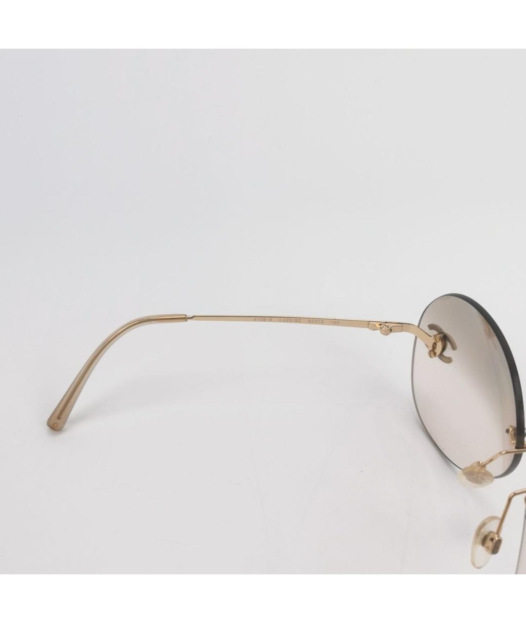 CHANEL Золотые металлические солнцезащитные очки, фото 6