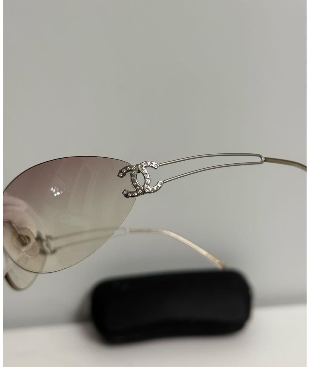 CHANEL Розовые металлические солнцезащитные очки, фото 5