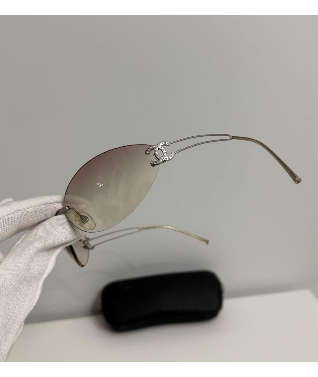CHANEL Розовые металлические солнцезащитные очки, фото 3