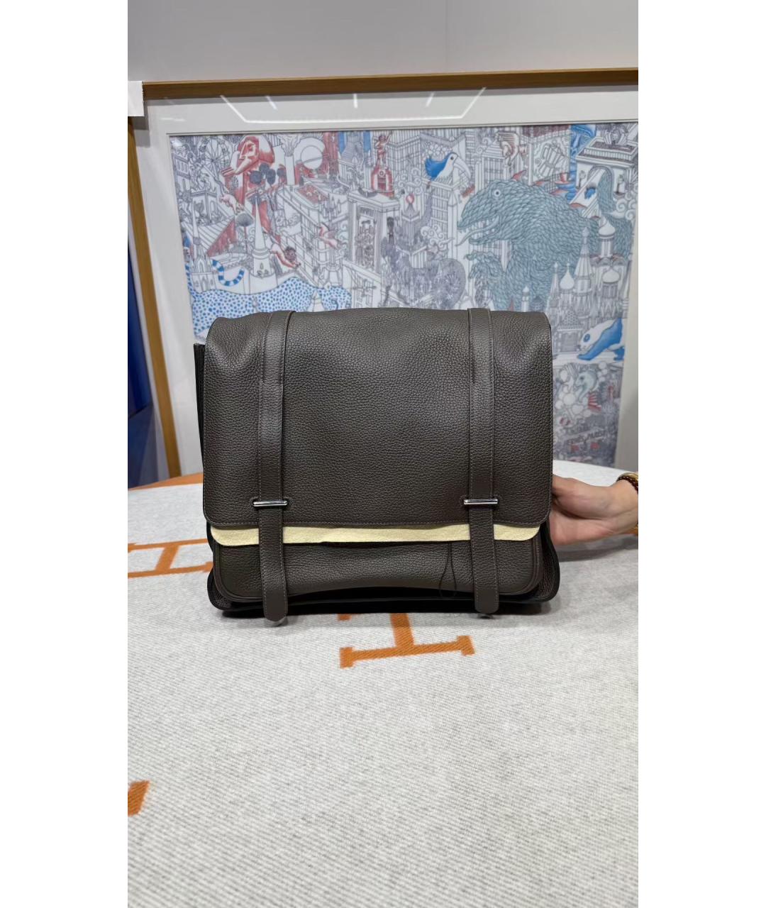 HERMES Черная кожаная сумка через плечо, фото 6