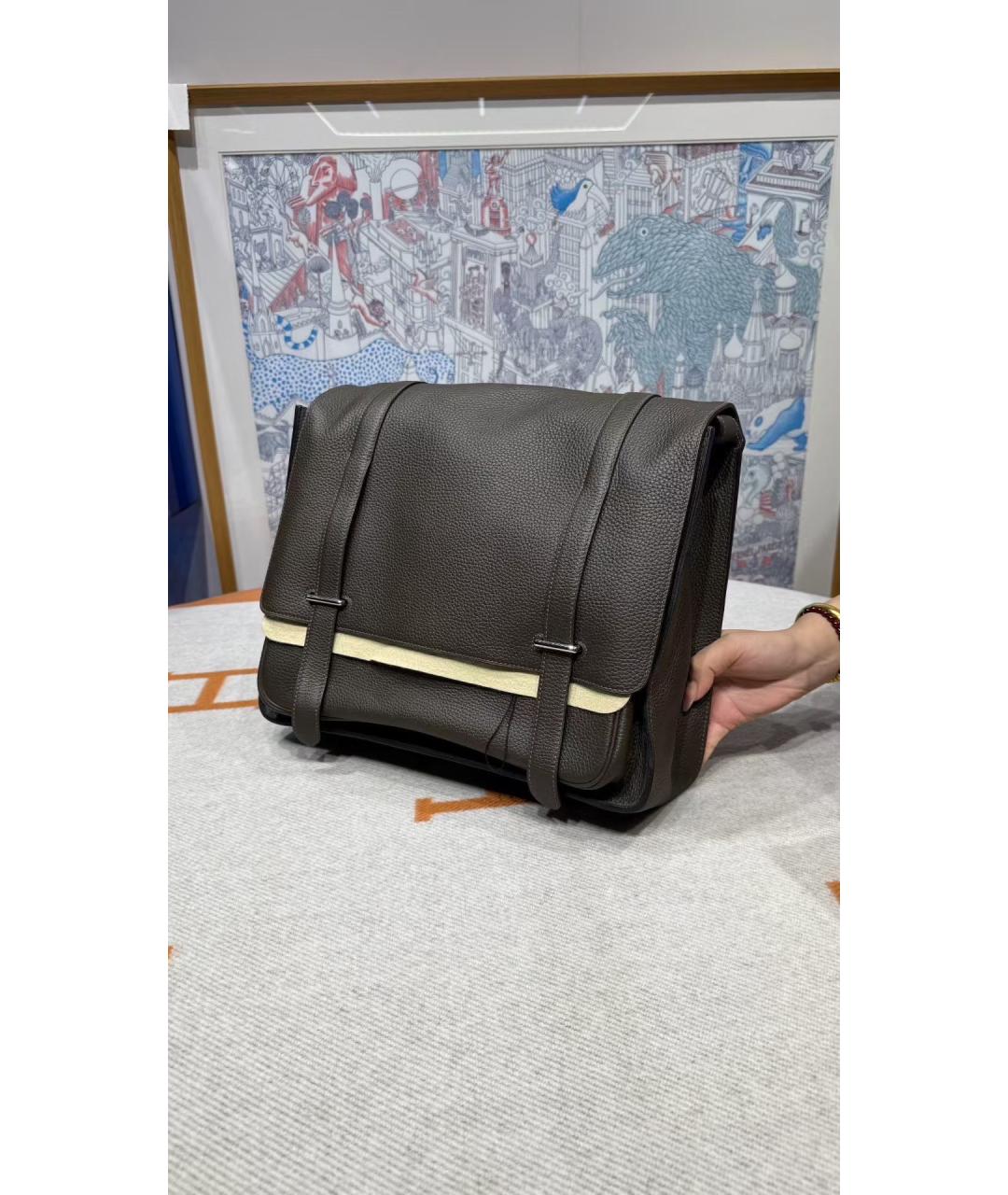 HERMES Черная кожаная сумка через плечо, фото 2