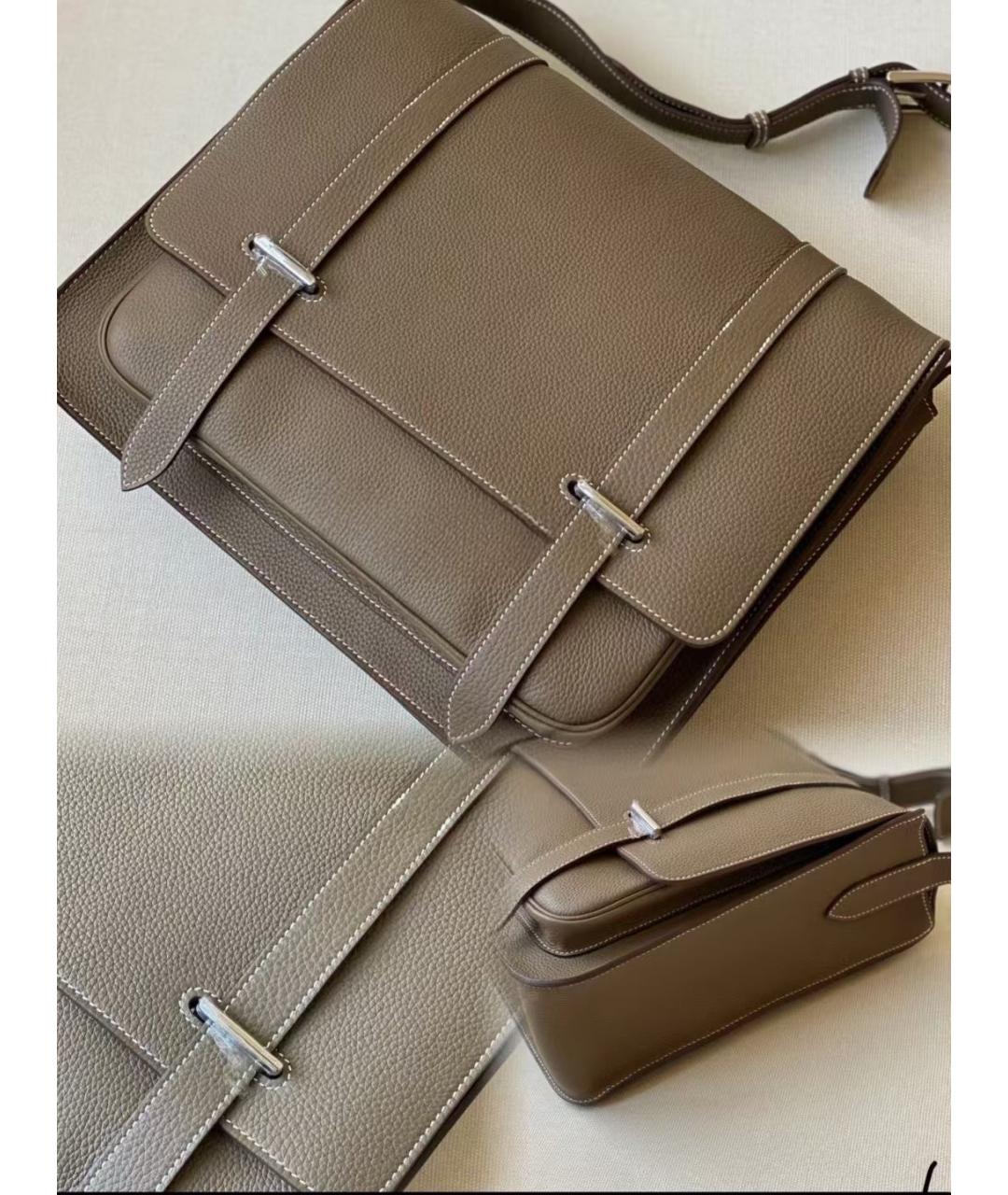 HERMES Черная кожаная сумка через плечо, фото 4