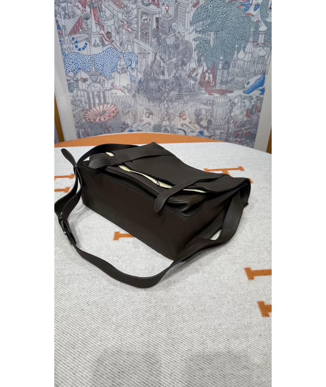 HERMES Черная кожаная сумка через плечо, фото 3