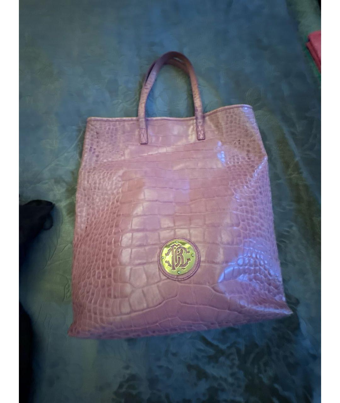 ROBERTO CAVALLI Розовая сумка тоут из искусственной кожи, фото 5