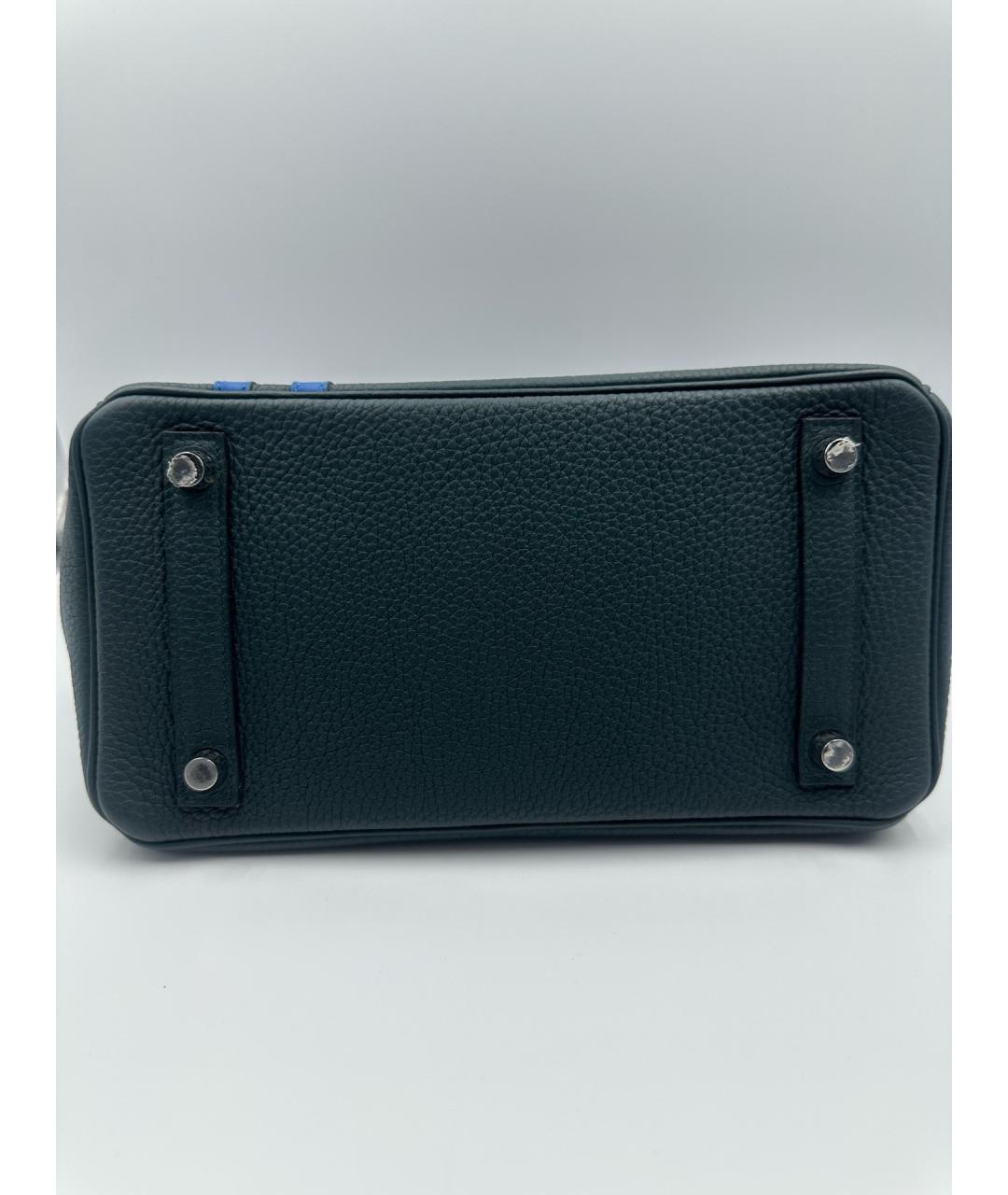 HERMES Голубая кожаная сумка с короткими ручками, фото 6