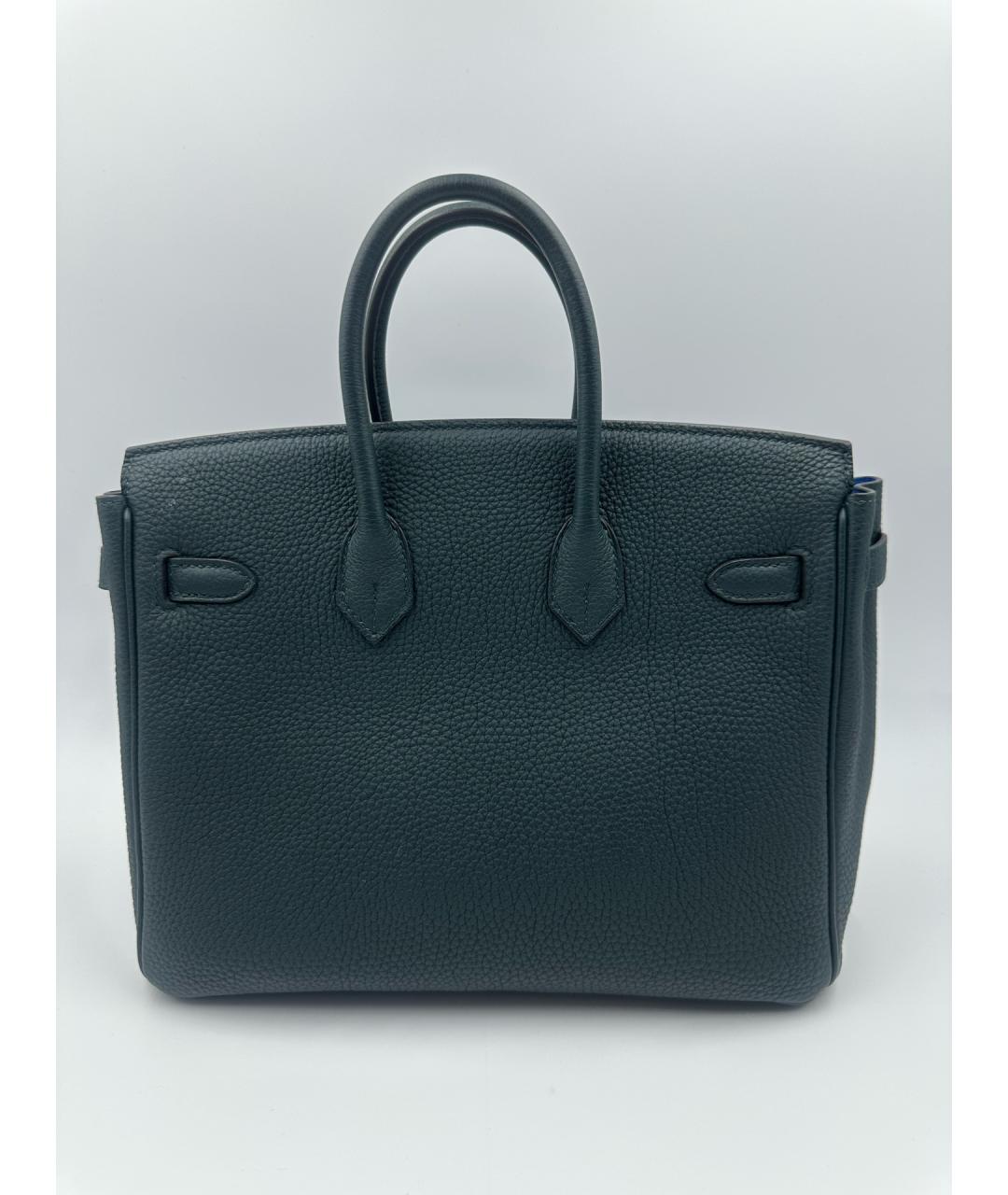 HERMES Голубая кожаная сумка с короткими ручками, фото 4