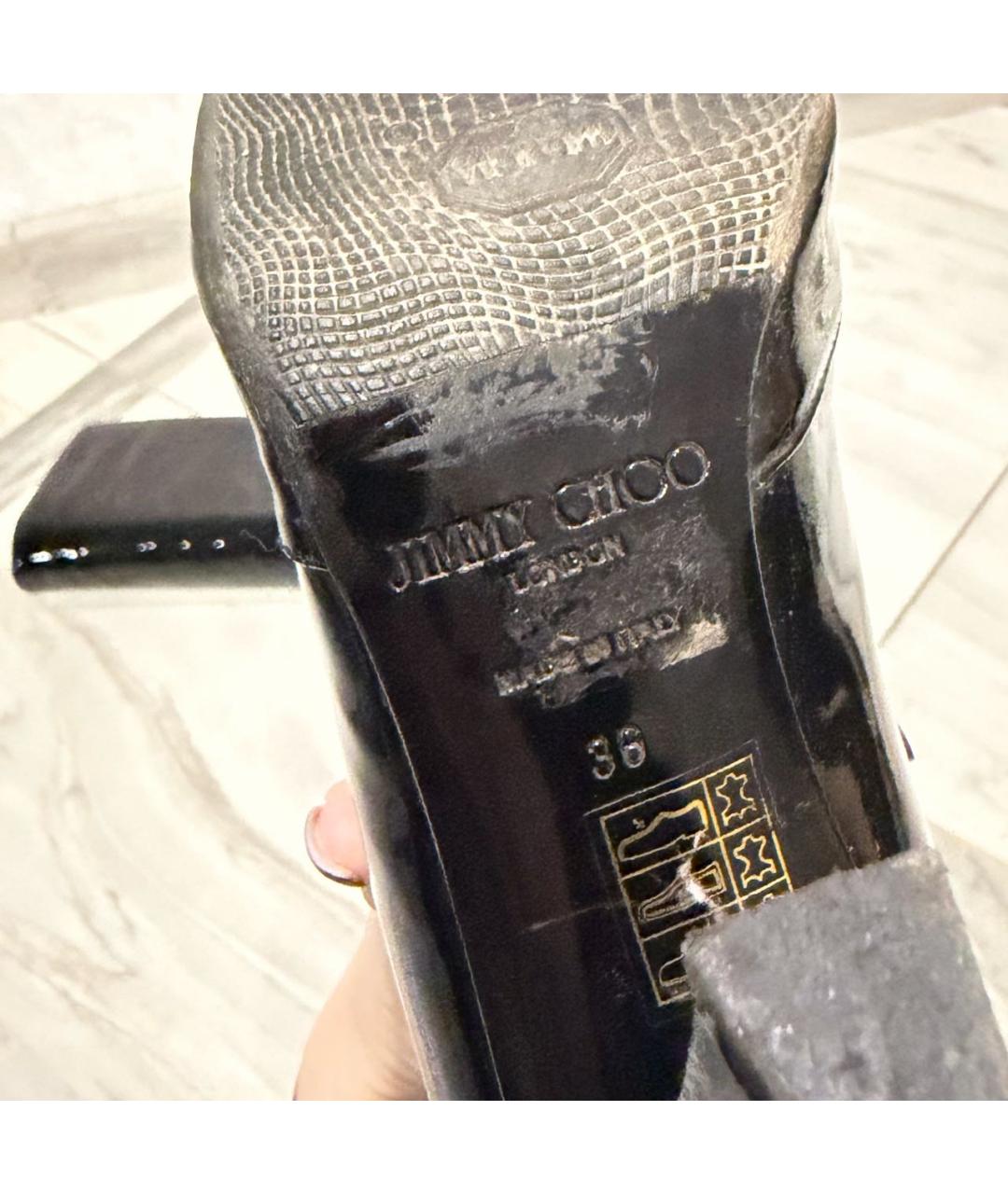 JIMMY CHOO Черные сапоги из лакированной кожи, фото 6