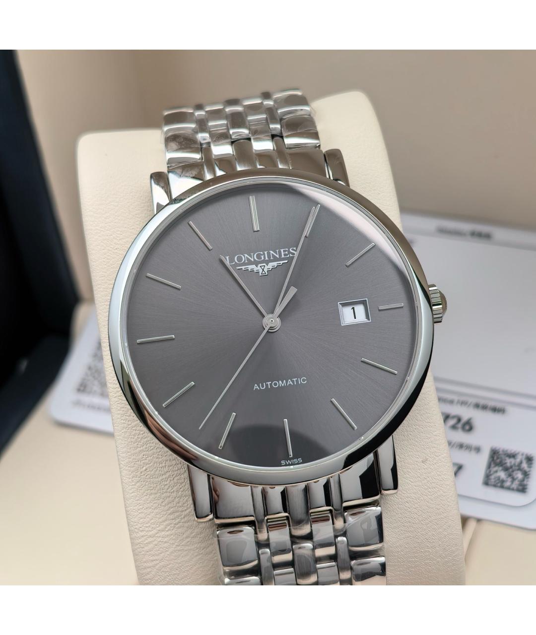 LONGINES Черные металлические часы, фото 9