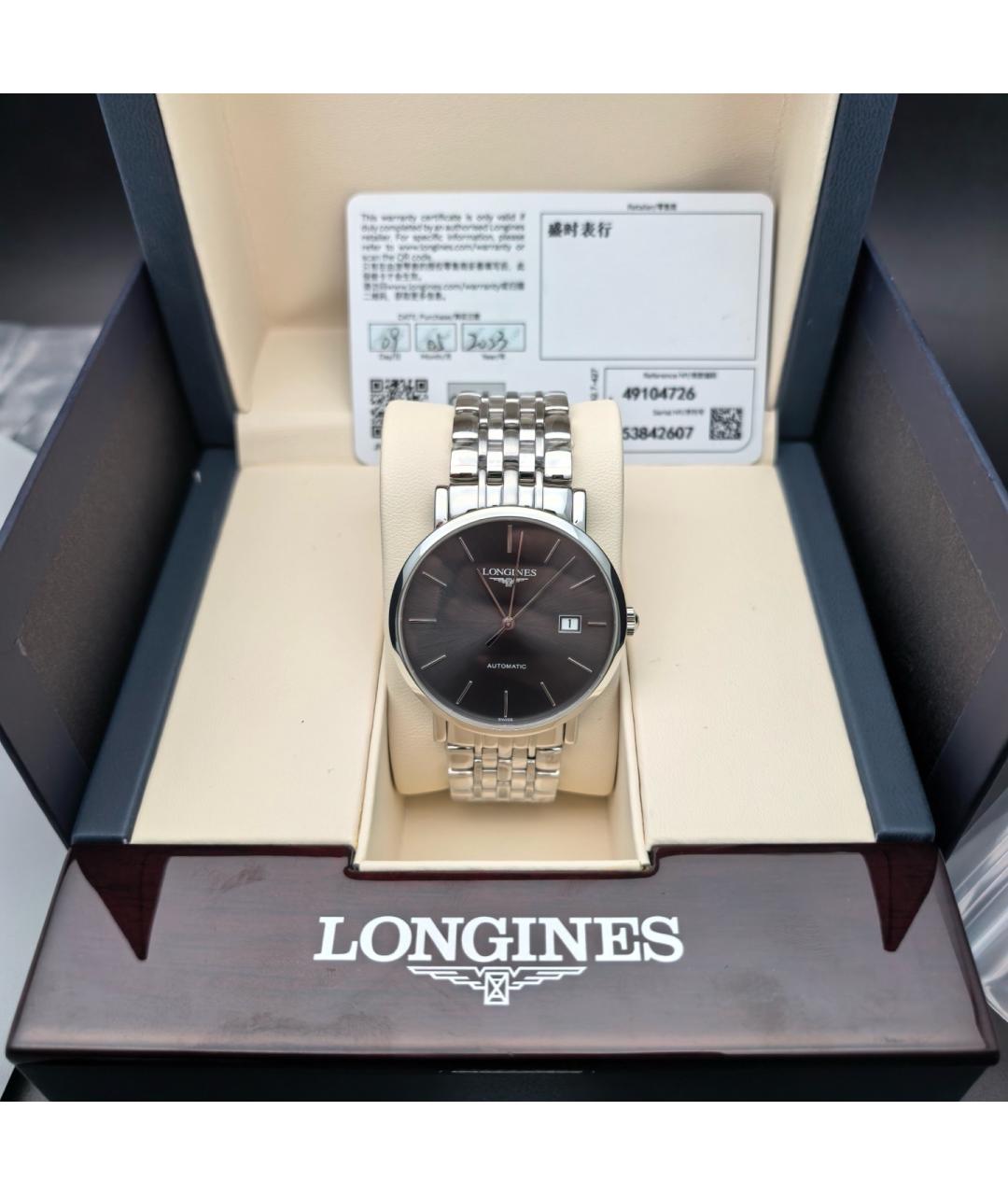 LONGINES Черные металлические часы, фото 5
