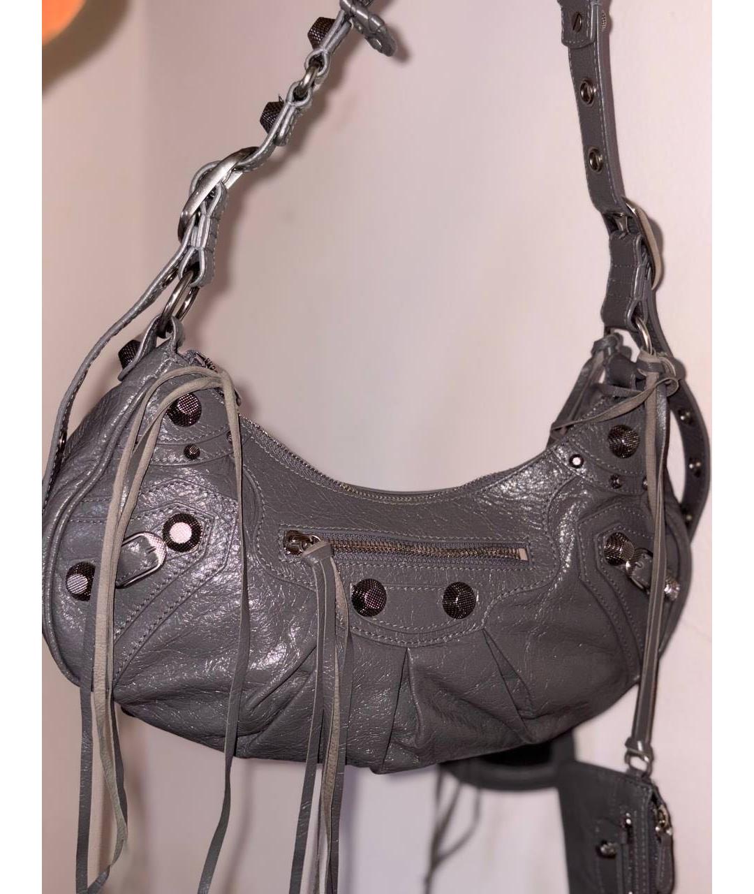 BALENCIAGA Антрацитовая кожаная сумка через плечо, фото 2