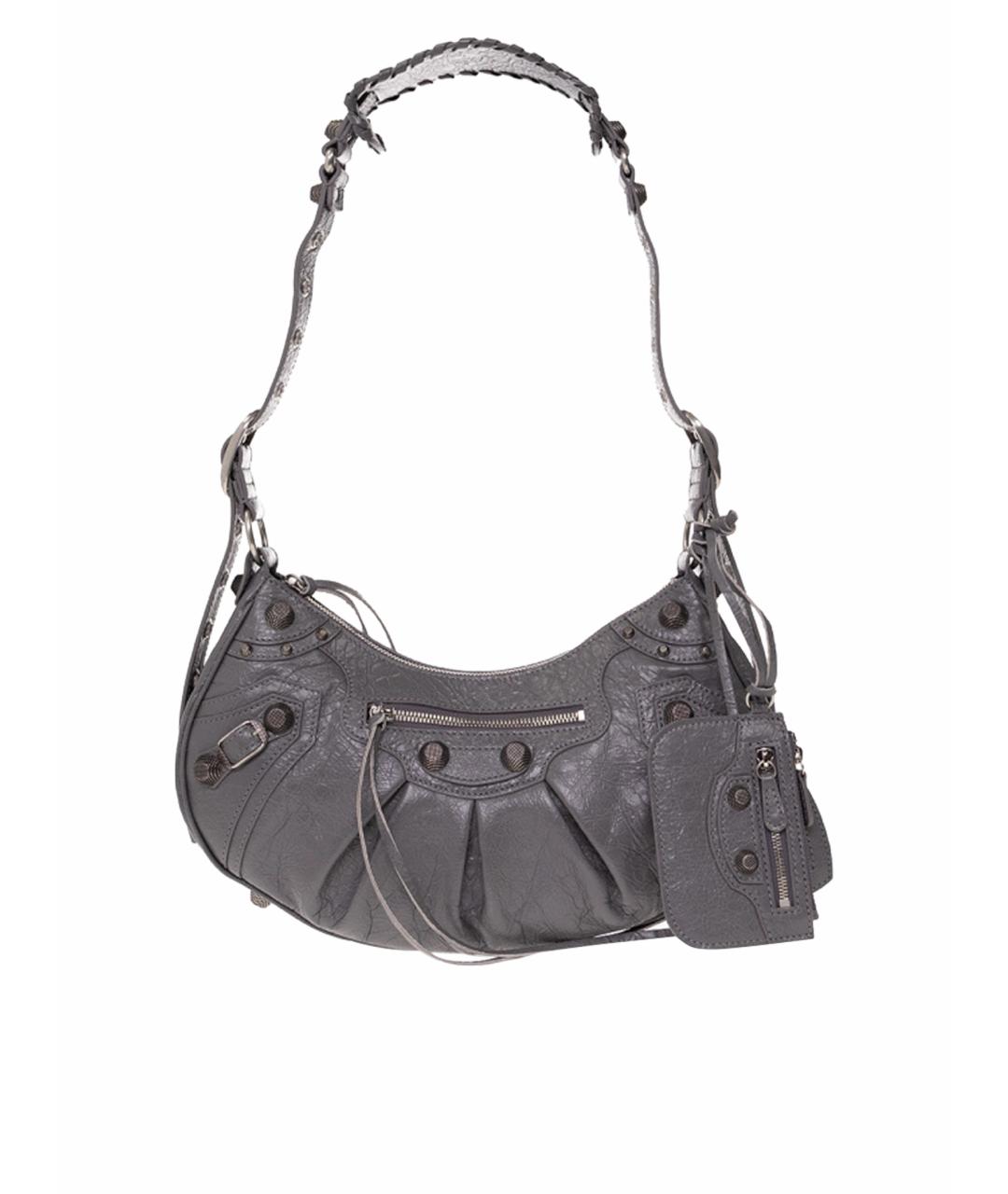 BALENCIAGA Антрацитовая кожаная сумка через плечо, фото 1