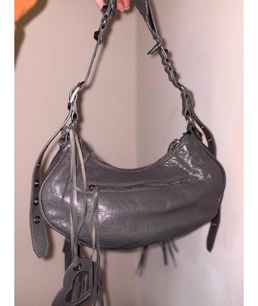 BALENCIAGA Антрацитовая кожаная сумка через плечо, фото 3