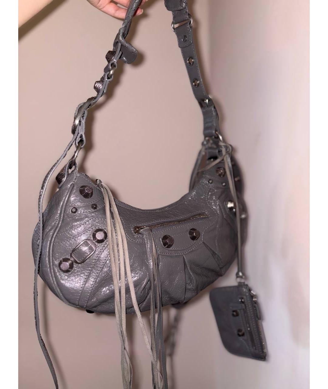 BALENCIAGA Антрацитовая кожаная сумка через плечо, фото 8