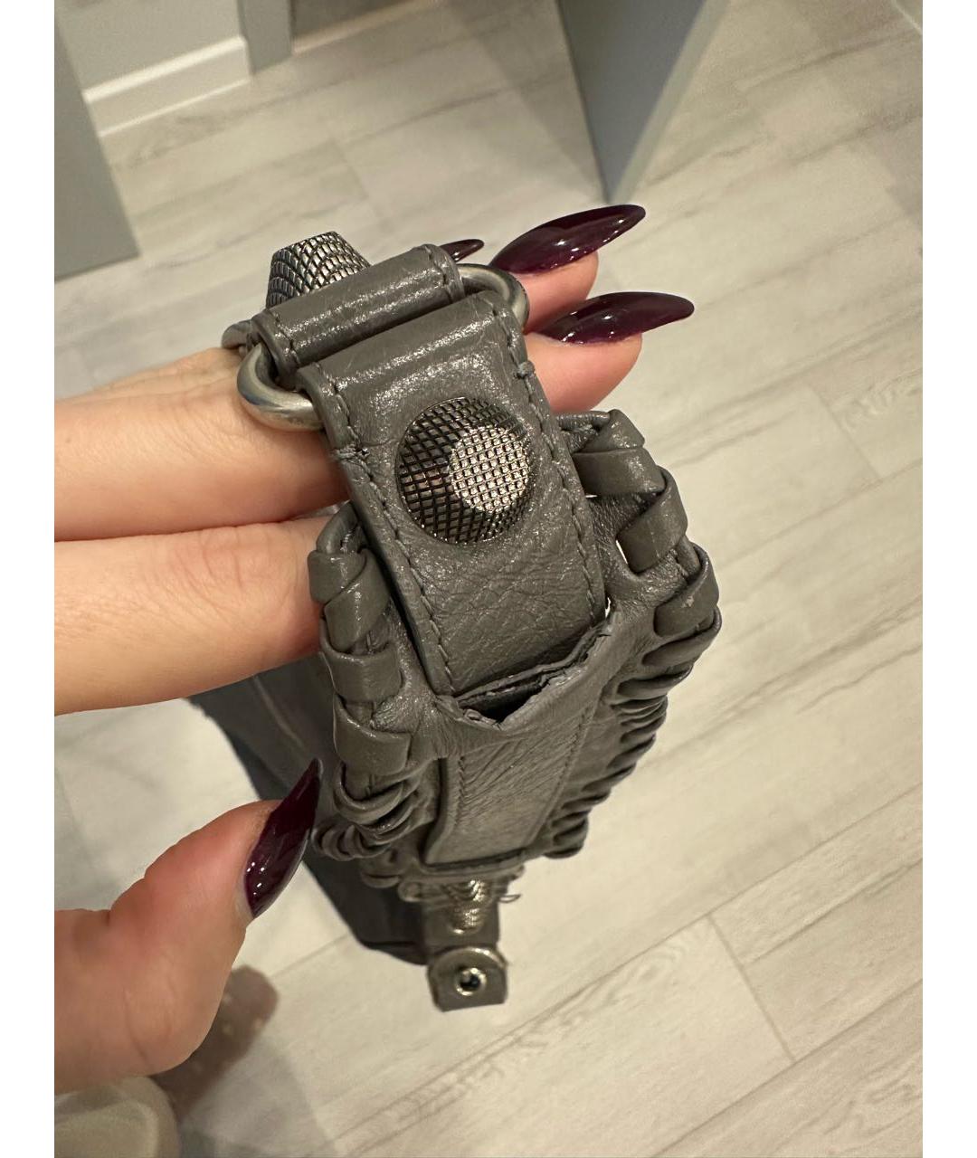 BALENCIAGA Антрацитовая кожаная сумка через плечо, фото 7