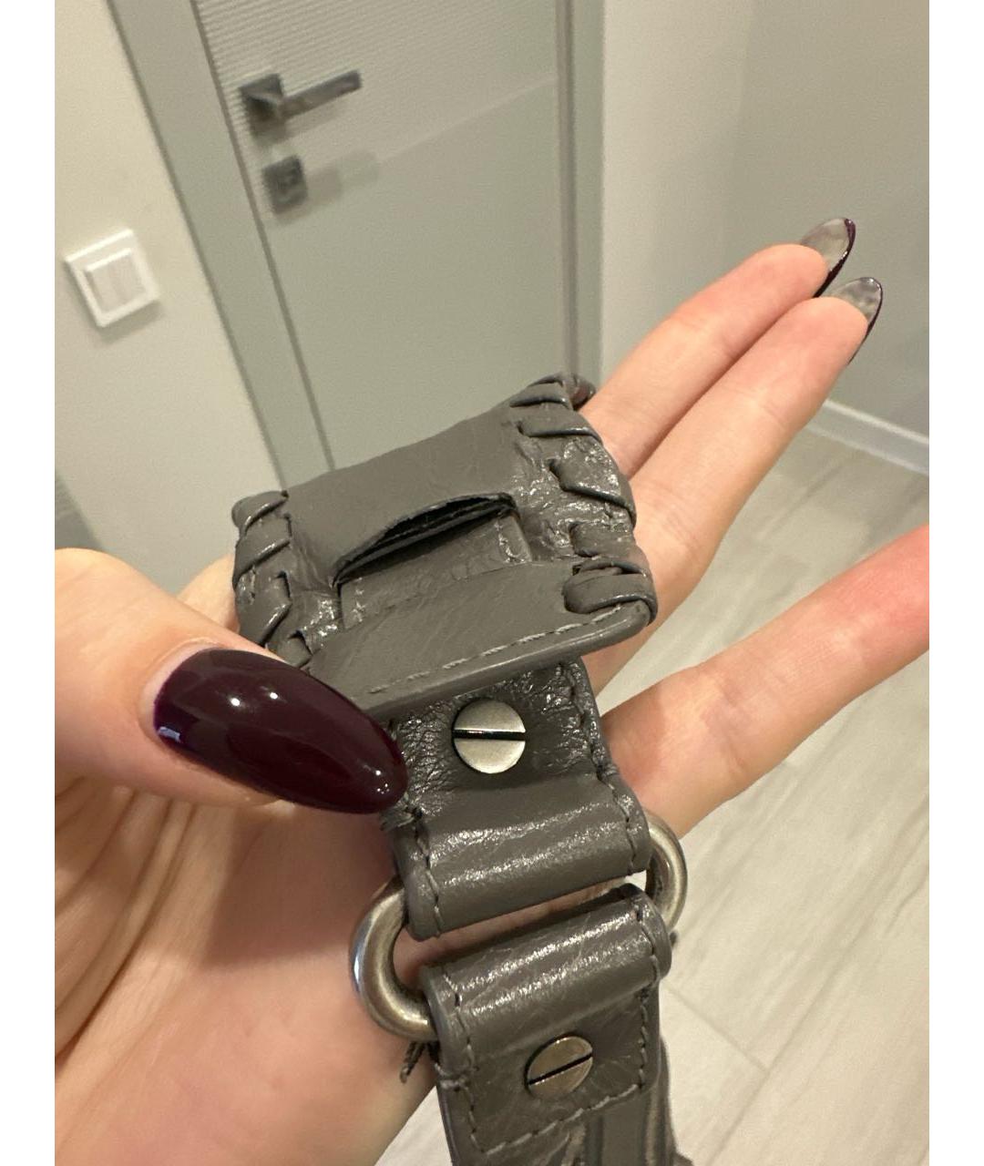 BALENCIAGA Антрацитовая кожаная сумка через плечо, фото 6