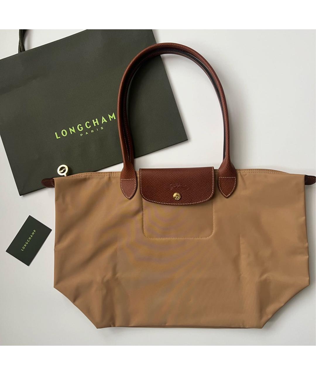 LONGCHAMP Горчичная тканевая сумка тоут, фото 5